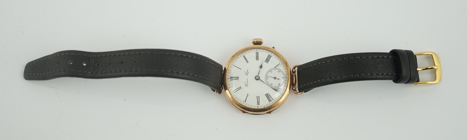 A Russian 56 zolotnik gold manual wind wrist watch by Pavel Bure